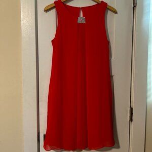 Style & Co. red sleeveless trapeze dress with rhinestone neckline - size 6